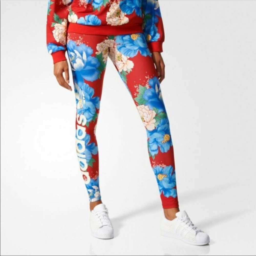 Adidas Originals FARM Red Floral Leggings